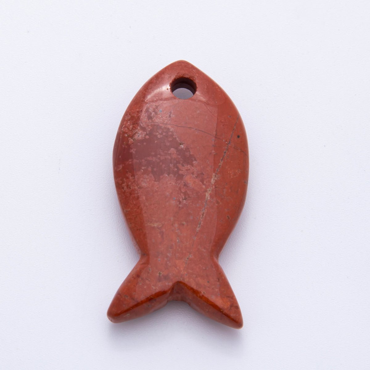 Natural Gemstone 40mm Agate, Carnelian, & Jasper Minimalist Under the Sea Fish Bead Charm | Z - A1242 - Z - A1246 - DLUXCA