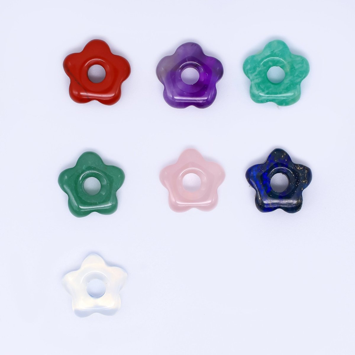 Natural Gemstone Five - Petals Flower Clover Spacer Beads | B447 B449 B451 B454 - DLUXCA