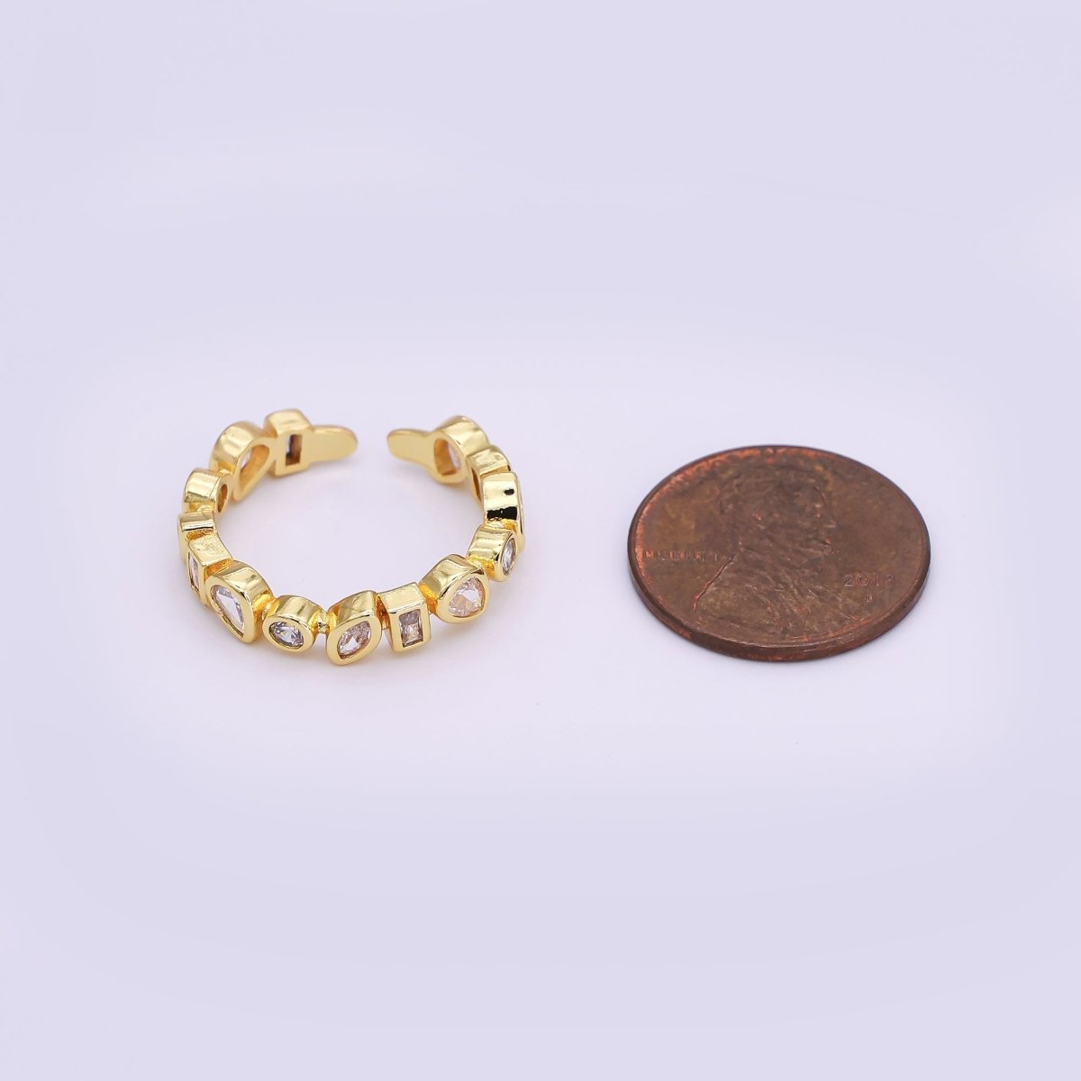 OS Dainty Gold Ring, Delicate Minimalist Ring, Geometric Ring Stackable Ring O - 2253 - DLUXCA