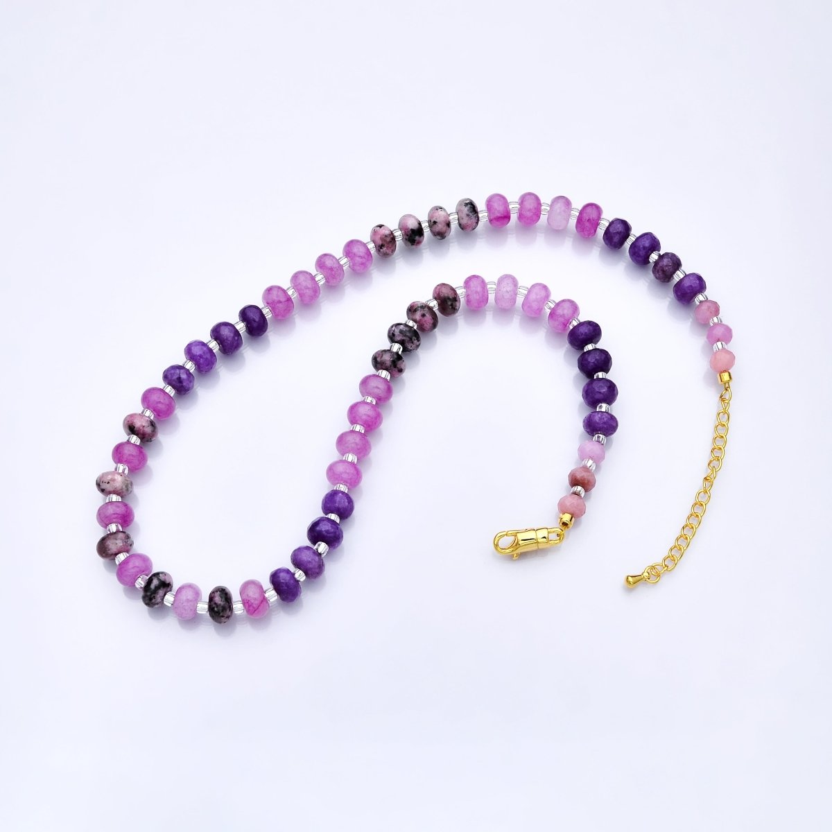 PRE - ORDER | 5 PCS 14K Gold Filled Purple Amethyst Gradient Gemstone 18 Inch Necklace | ETA 2 Weeks - DLUXCA
