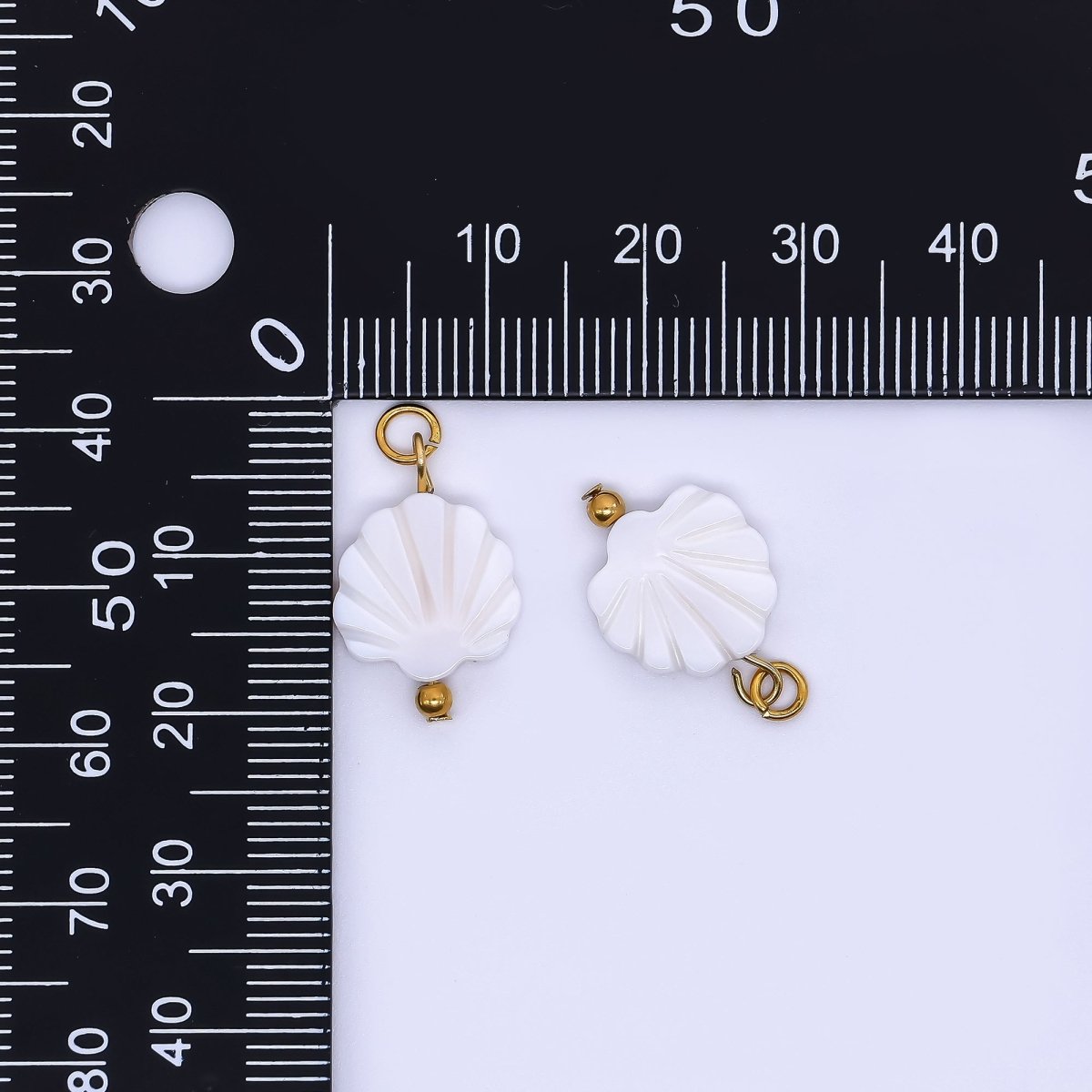 PVD Gold Plated Stainless Steel 18mm White Tide Scallop Seashell Charm | P1778 - DLUXCA