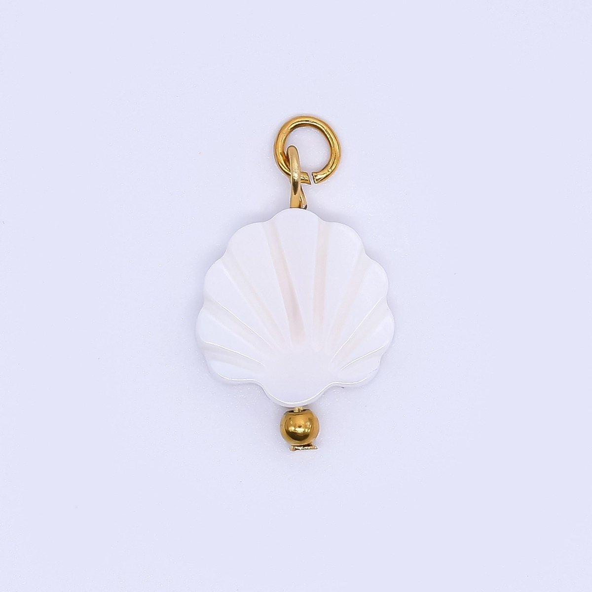 PVD Gold Plated Stainless Steel 18mm White Tide Scallop Seashell Charm | P1778 - DLUXCA
