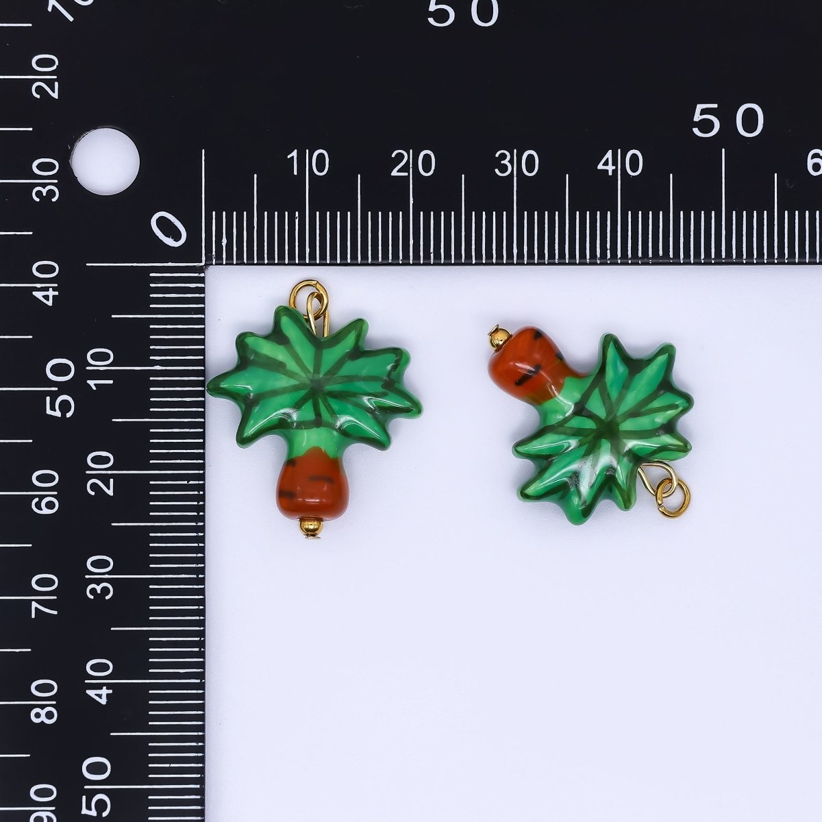 PVD Gold Plated Stainless Steel 24mm Ceramics Art Palm Tree Dainty Charm | P630 - DLUXCA