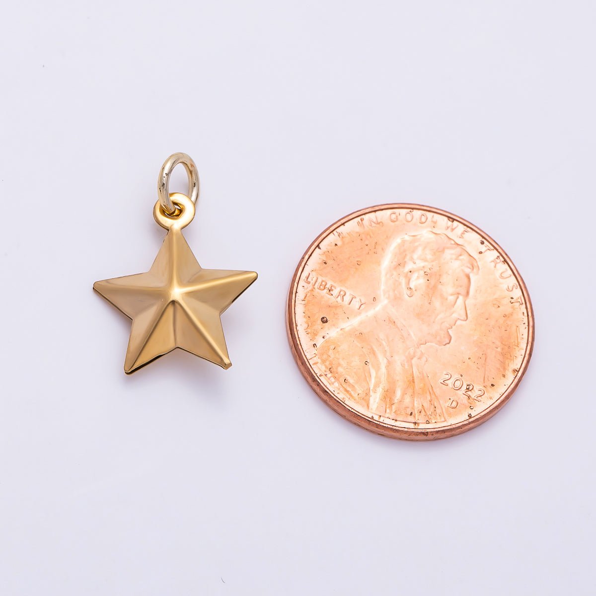 PVD Gold Stainless Steel 14.5mm Celestial Star 3D Multidimensional Charm | Charms-01433 - DLUXCA