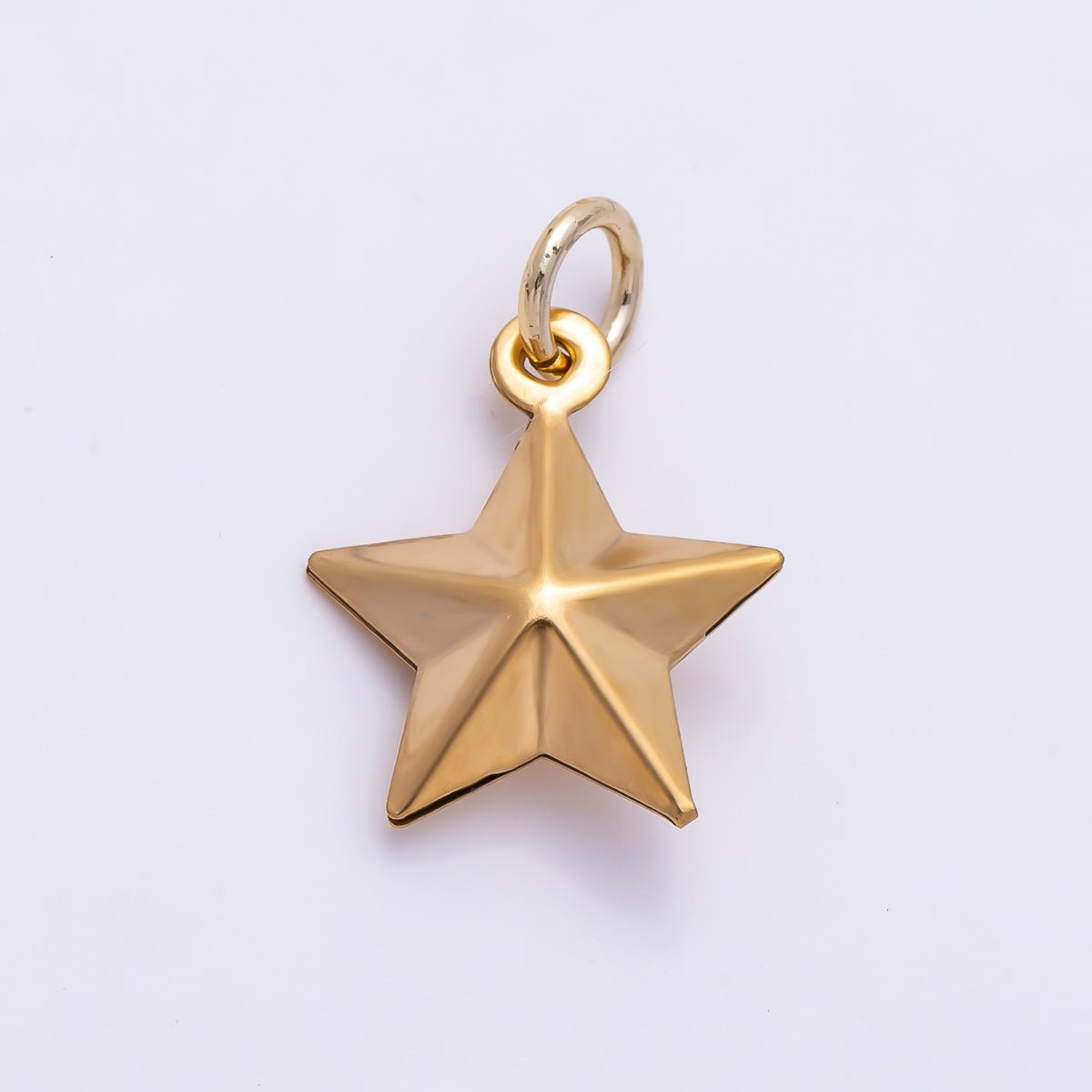 PVD Gold Stainless Steel 14.5mm Celestial Star 3D Multidimensional Charm | Charms-01433 - DLUXCA