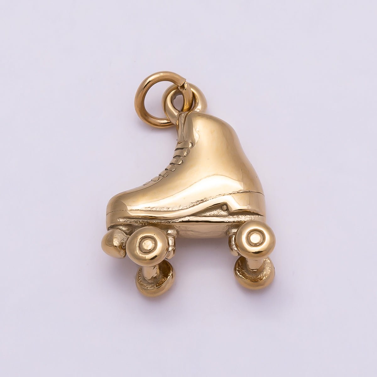 PVD Gold Stainless Steel 14mm Roller Skate Shoes 3D Multidimensional Charm | Charms-01017 - DLUXCA