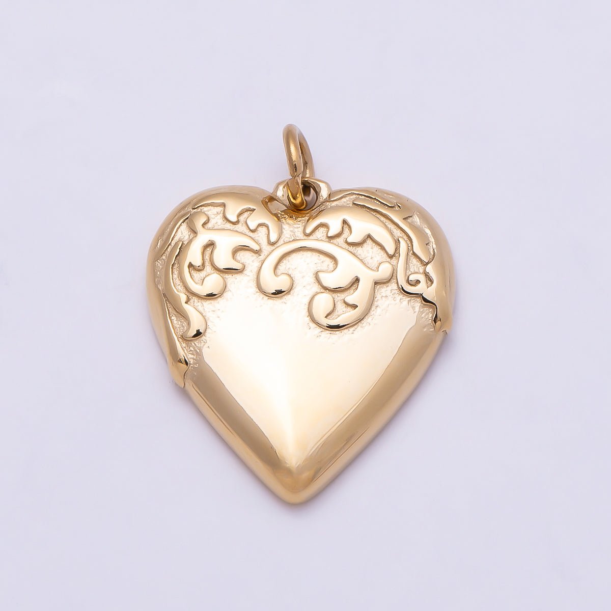 PVD Gold Stainless Steel 16mm Artisan Love Heart Charm | Charms-01014 - DLUXCA