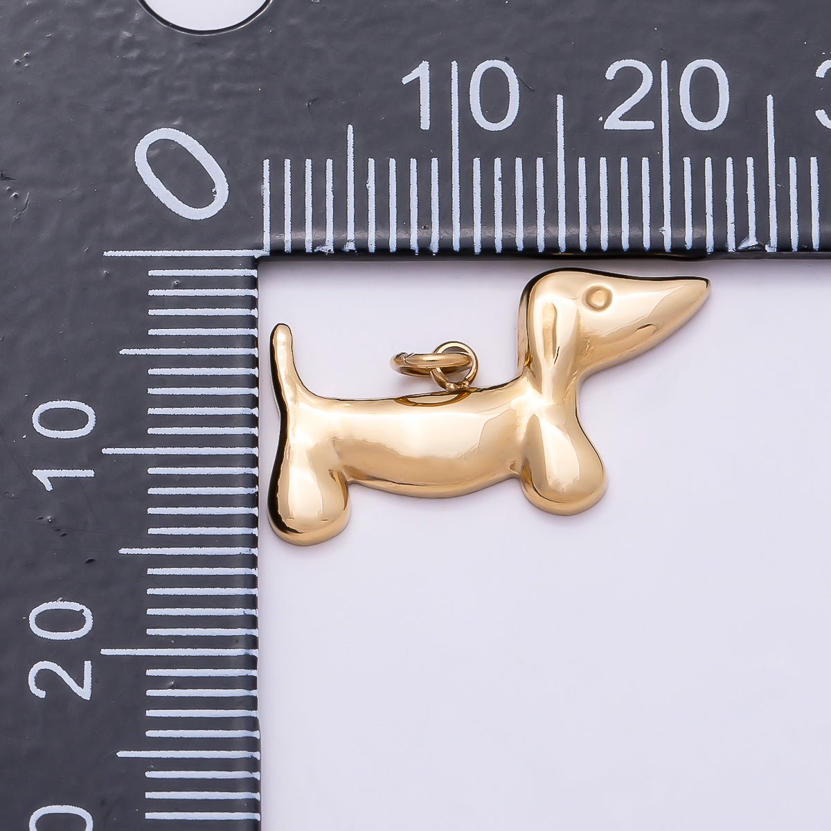 PVD Gold Stainless Steel 21mm Minimalist Dachshund Dog Animal Charm | Charms-01012 - DLUXCA