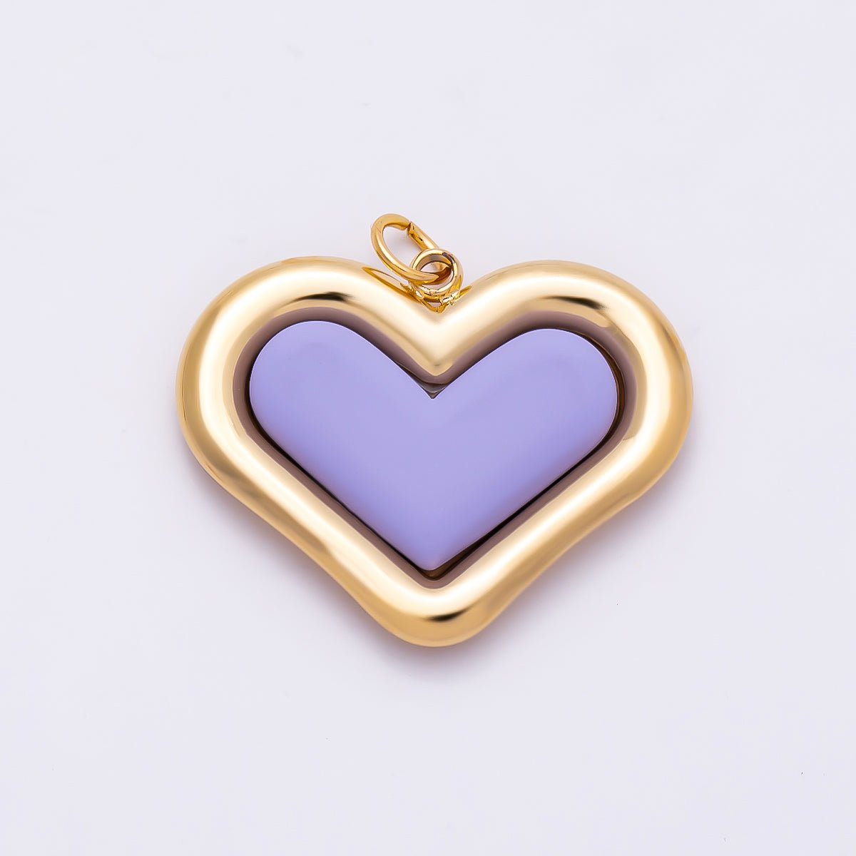 PVD Gold Stainless Steel 27mm Heart Bezel Enamel Charm | Charms-01338 ~ Charms-01342 - DLUXCA
