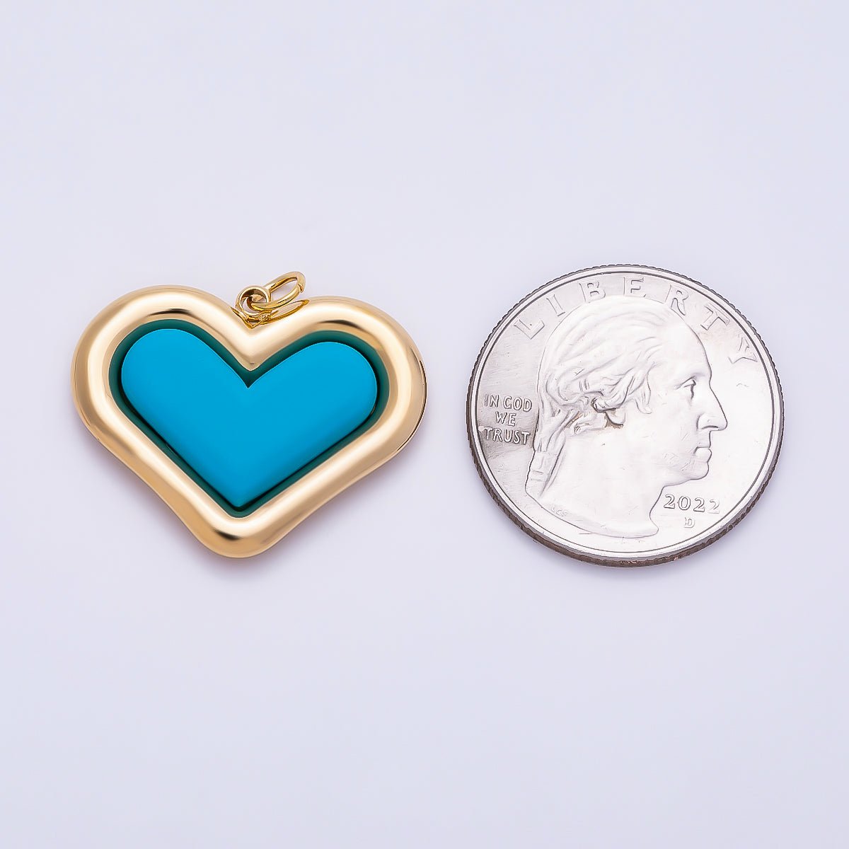 PVD Gold Stainless Steel 27mm Heart Bezel Enamel Charm | Charms-01338 ~ Charms-01342 - DLUXCA
