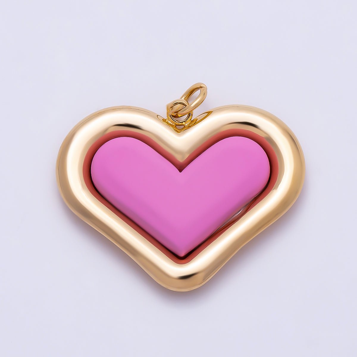 PVD Gold Stainless Steel 27mm Heart Bezel Enamel Charm | Charms-01338 ~ Charms-01342 - DLUXCA