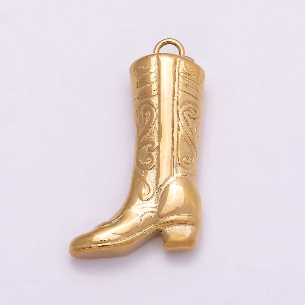 PVD Gold Stainless Steel 27mm Minimalist Cowboy Boots Charm | Charms-01019 - DLUXCA
