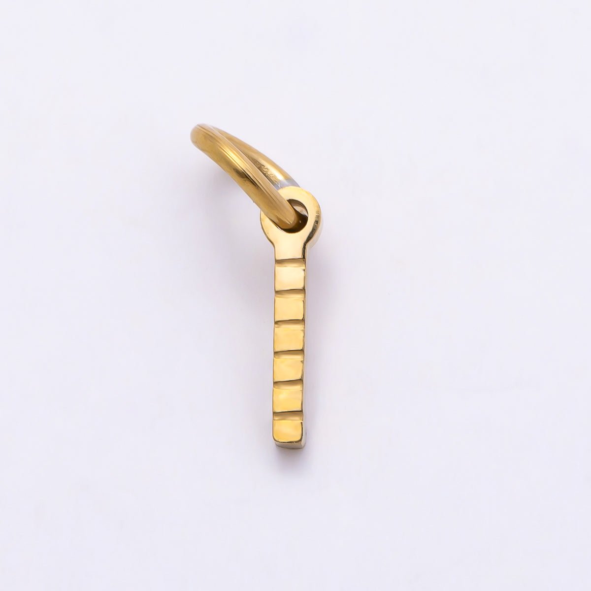 PVD Stainless 8.5mm Lined Ribbed Digital Alphabet Initial Letter Charm | Charms-01126 ~ Charms-01151 - DLUXCA