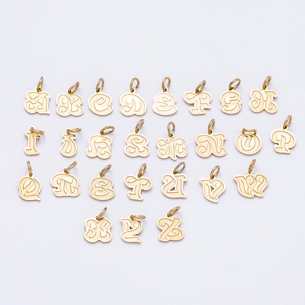 PVD Stainless Steel 10mm Old English Alphabet Letter Mini Charm A - Z | Charms - 00720 ~ Charms - 00745 - DLUXCA