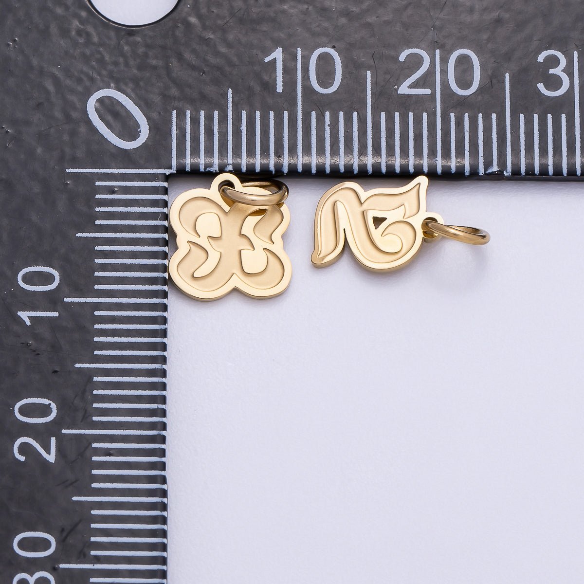PVD Stainless Steel 10mm Old English Alphabet Letter Mini Charm A - Z | Charms - 00720 ~ Charms - 00745 - DLUXCA