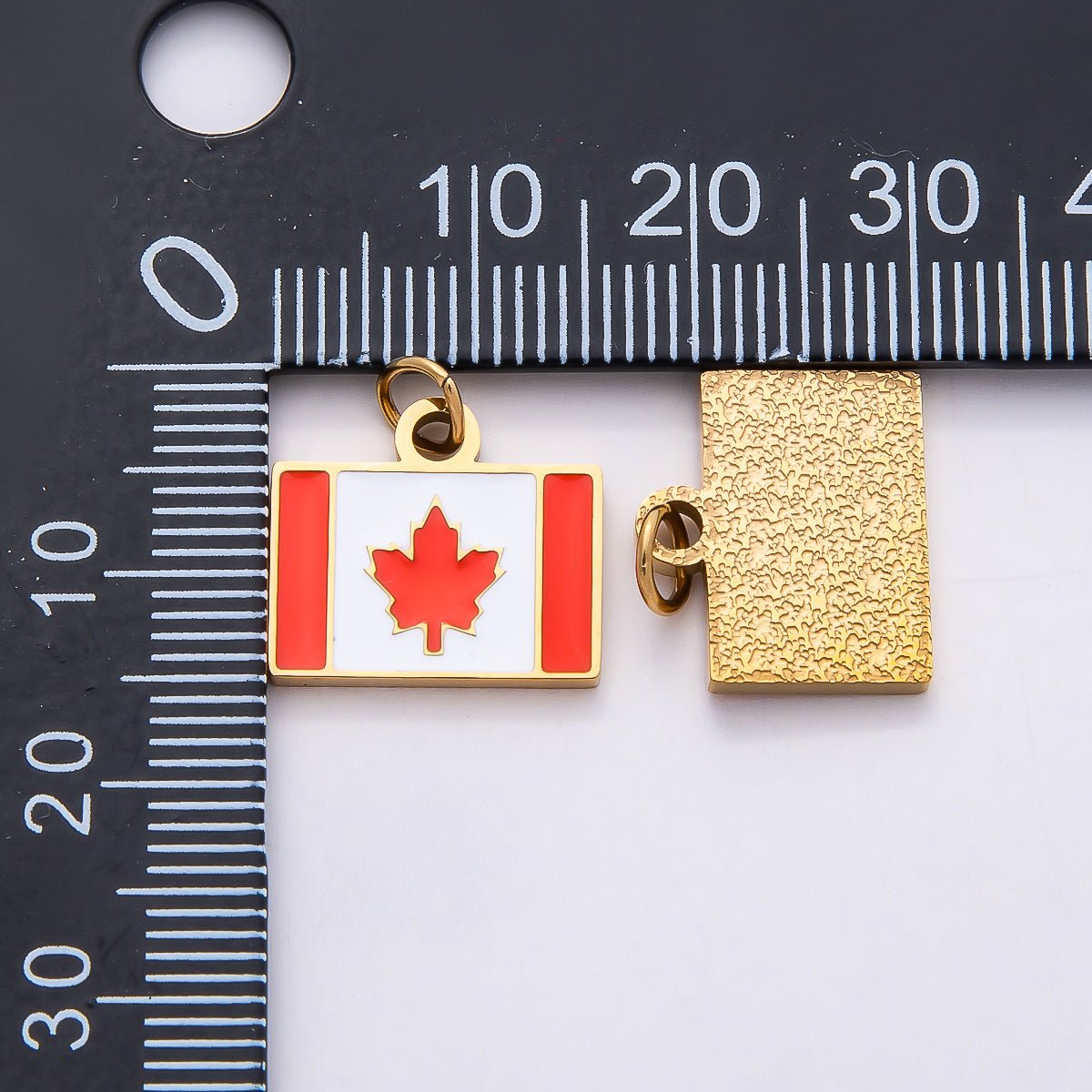 PVD Stainless Steel 13mm Rivalry Canada Flag Enamel Charm | Charms - 00796 - DLUXCA