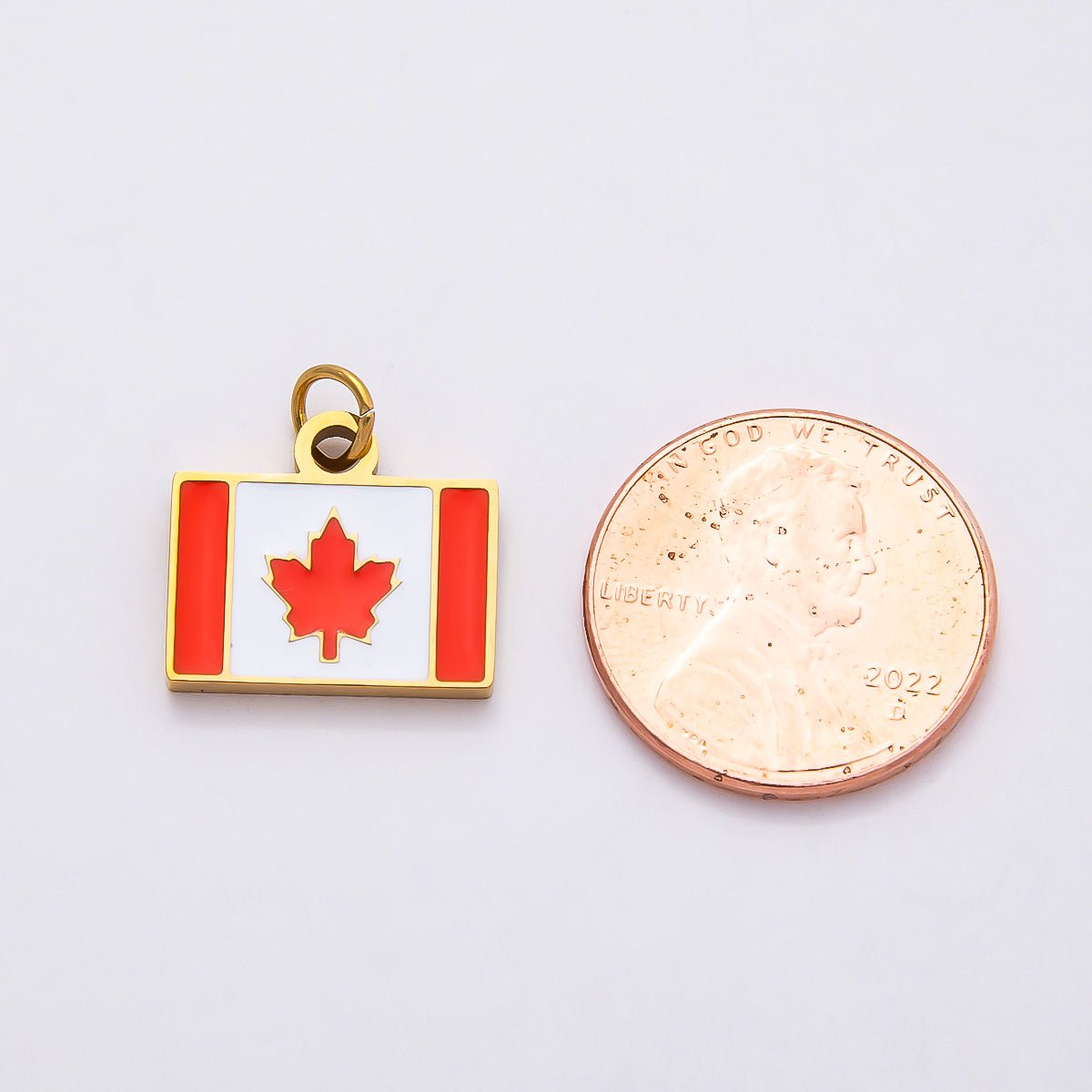 PVD Stainless Steel 13mm Rivalry Canada Flag Enamel Charm | Charms - 00796 - DLUXCA