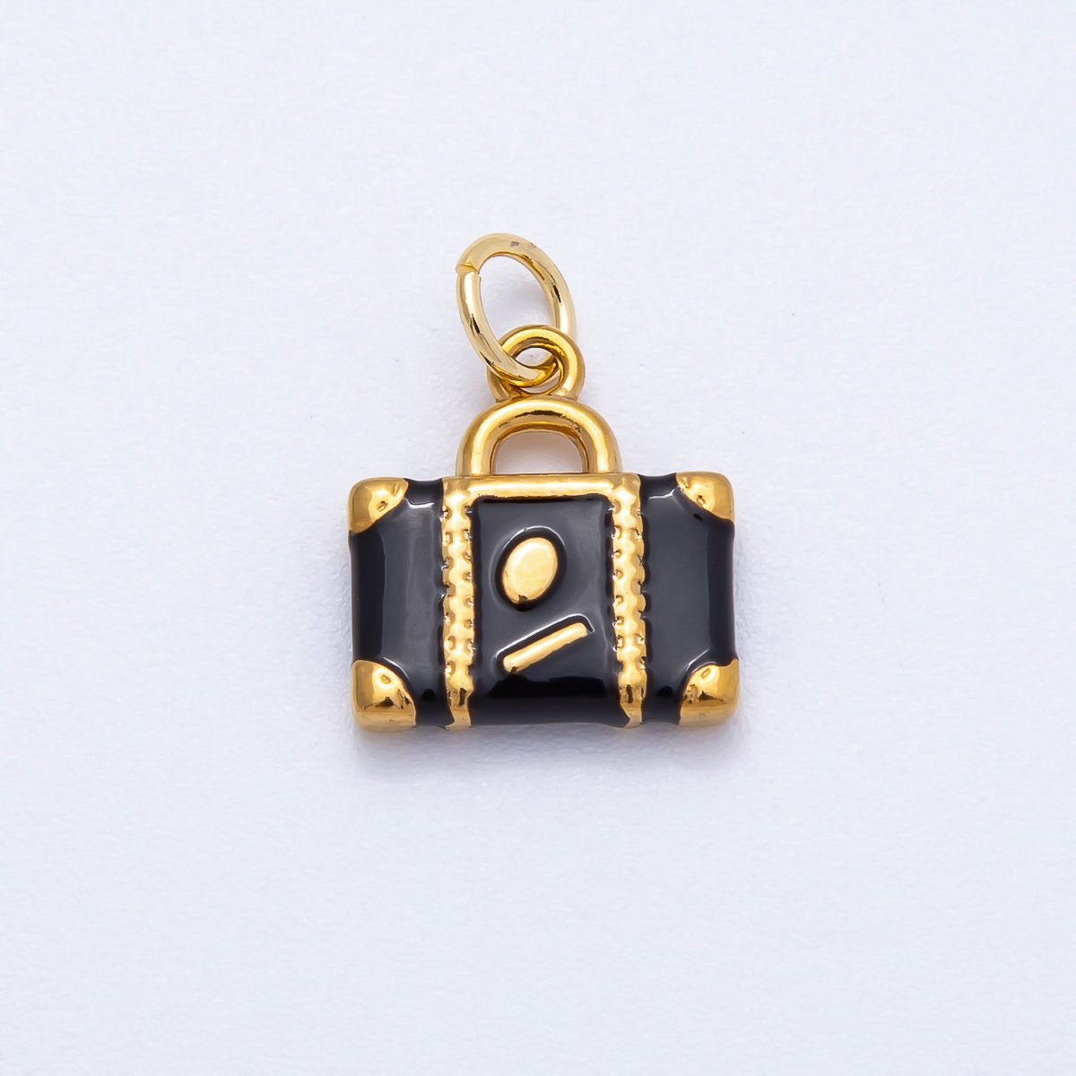 PVD Stainless Steel 13mm Yellow Black Enamel Suitcase Travel Charm | Charms - 00700 - Charms - 00701 - DLUXCA