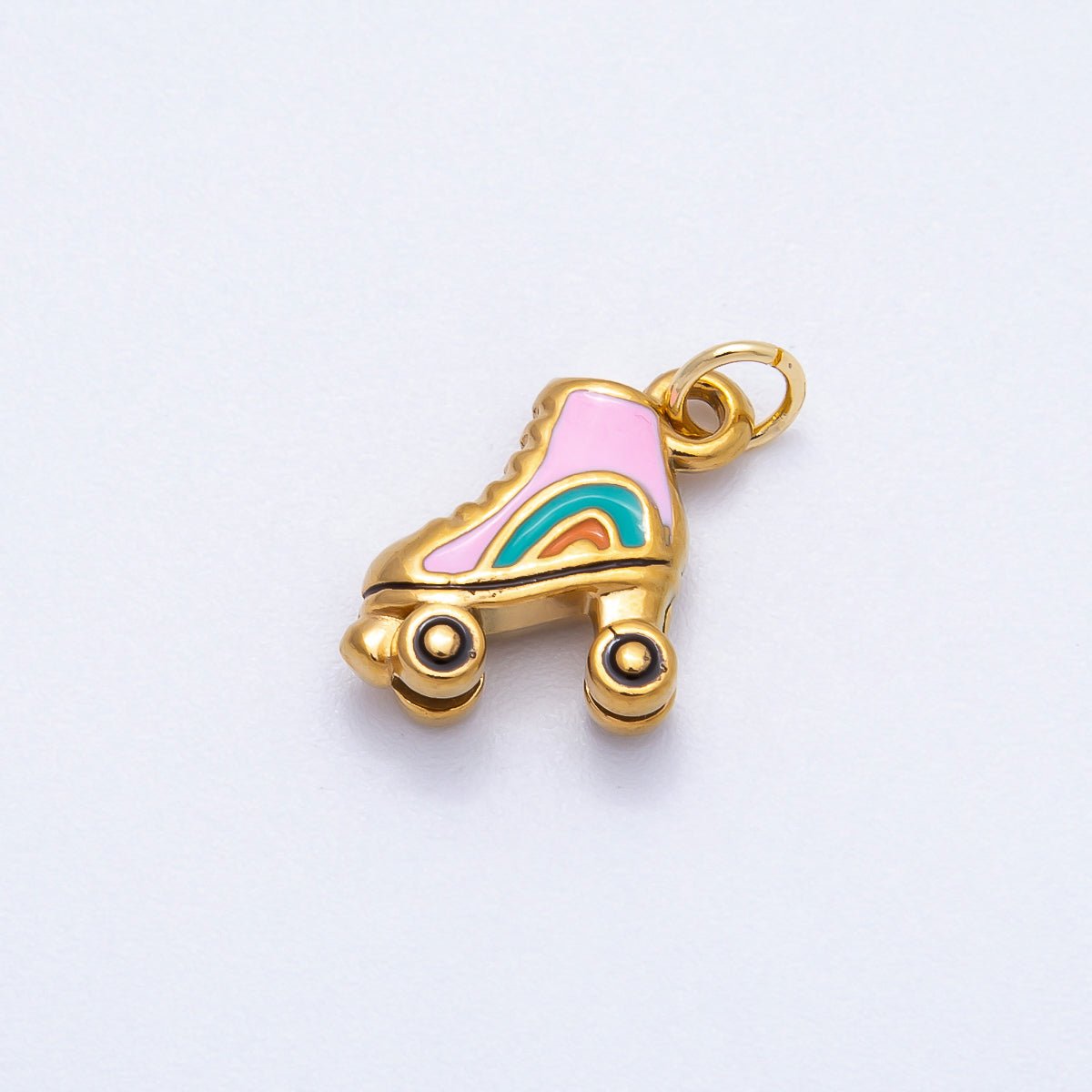 PVD Stainless Steel 14mm Colorful Roller Skates Enamel Charm | Charms - 00713 - DLUXCA