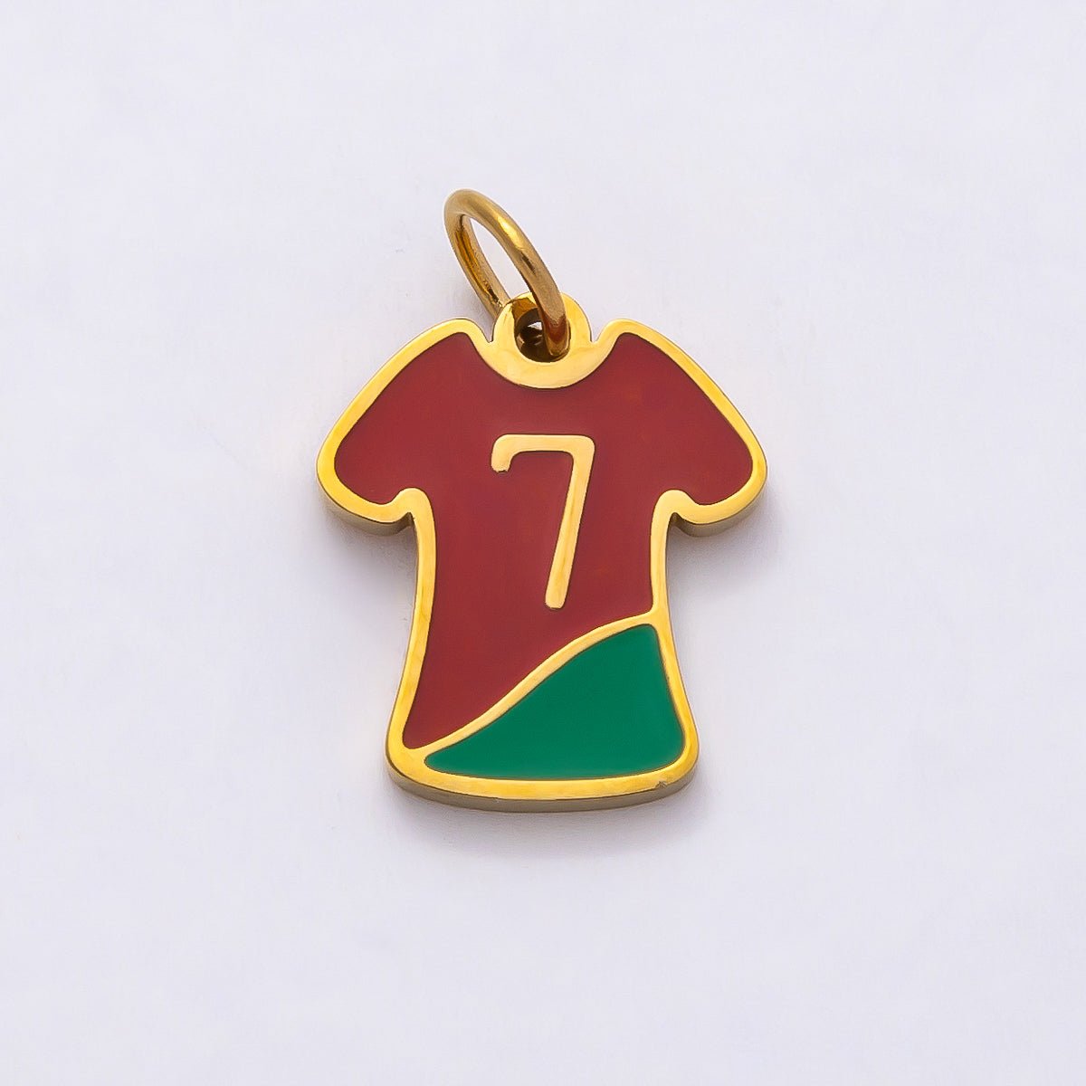 PVD Stainless Steel 14mm Red Enamel Soccer Jersey Shirt Sports Charm | Charms - 00794 - DLUXCA