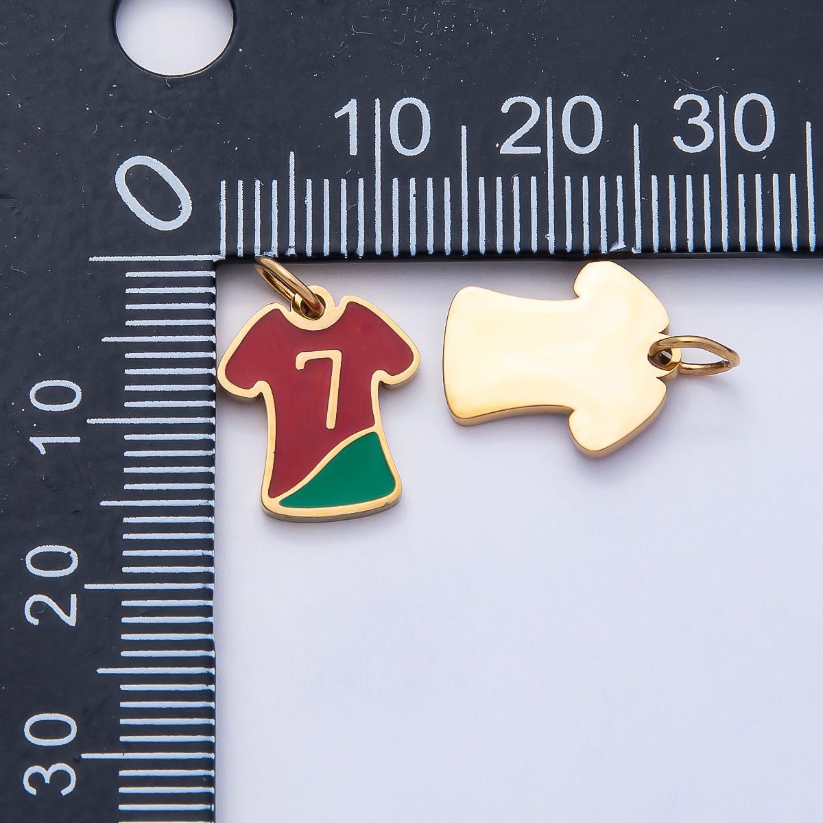 PVD Stainless Steel 14mm Red Enamel Soccer Jersey Shirt Sports Charm | Charms - 00794 - DLUXCA