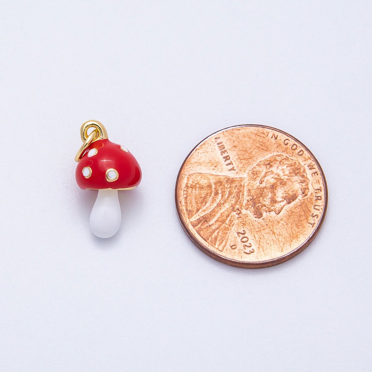 PVD Stainless Steel 14mm Red & White Mushroom Vegetable Charm | Charms - 00714 - DLUXCA