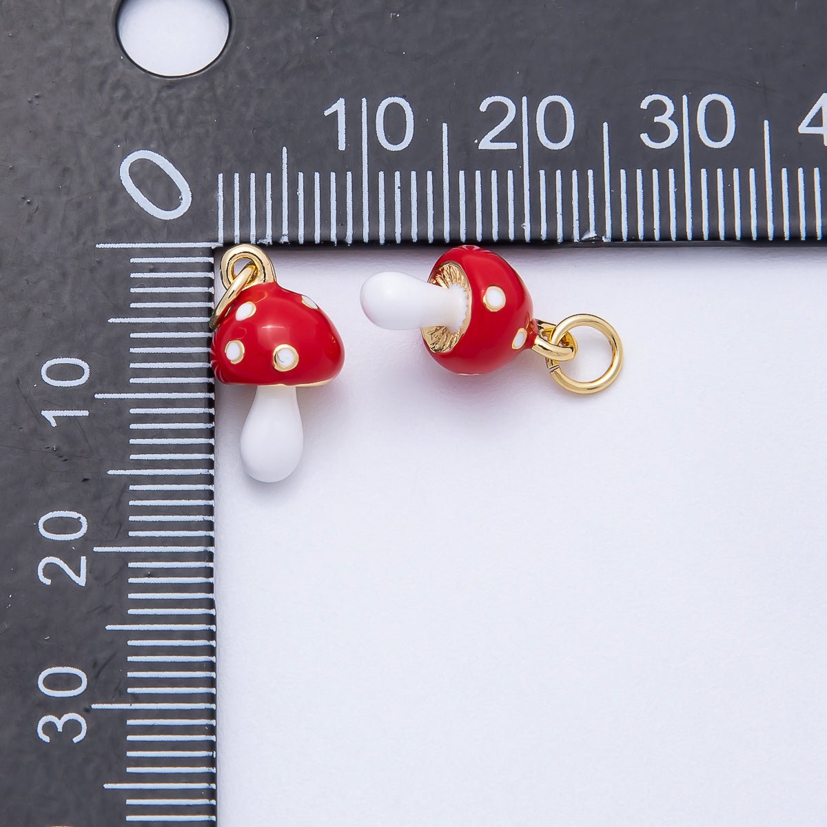 PVD Stainless Steel 14mm Red & White Mushroom Vegetable Charm | Charms - 00714 - DLUXCA