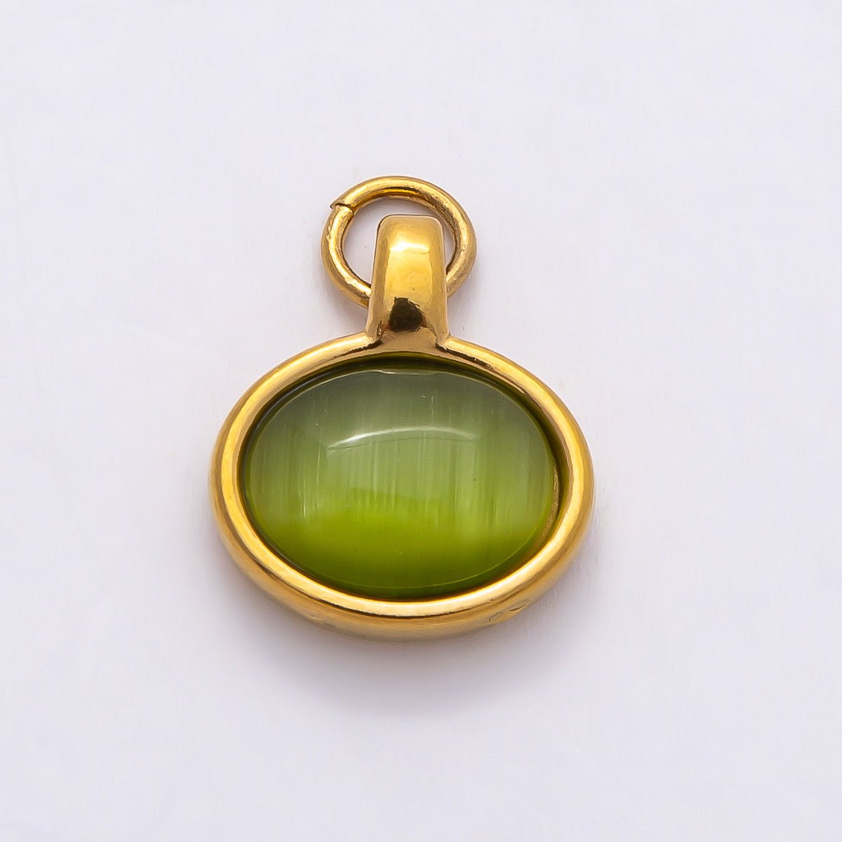 PVD Stainless Steel 14mm Turquoise, Peridot Cabochon Gemstone Oval Charm | Charms - 00804 Charms - 00805 - DLUXCA
