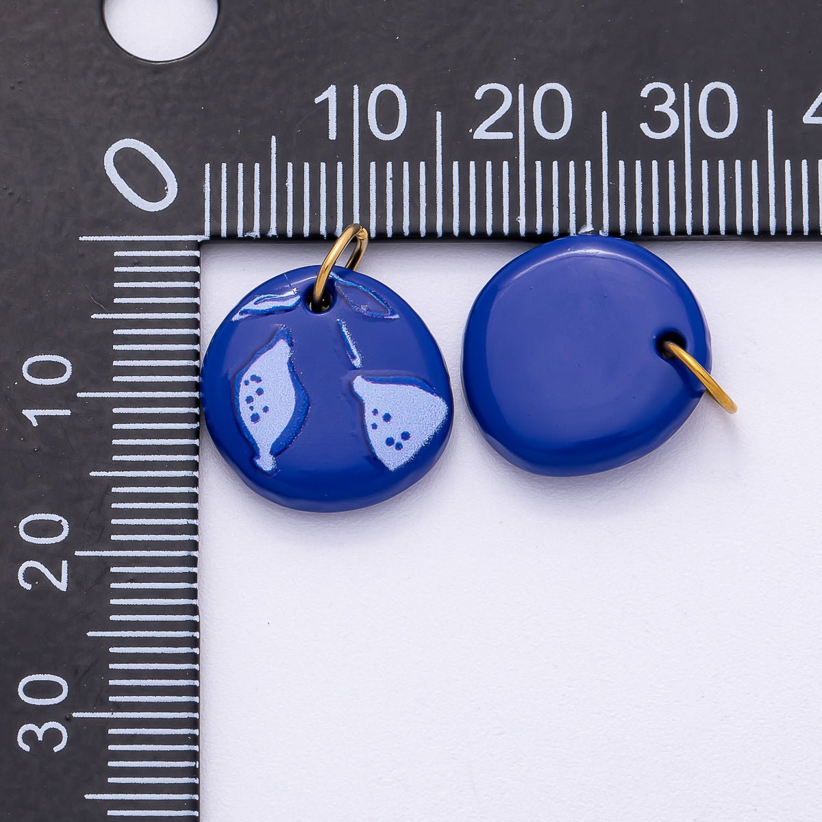PVD Stainless Steel 15mm Blueberry Fruit Enamel Round Charm | Charms - 00514 - DLUXCA
