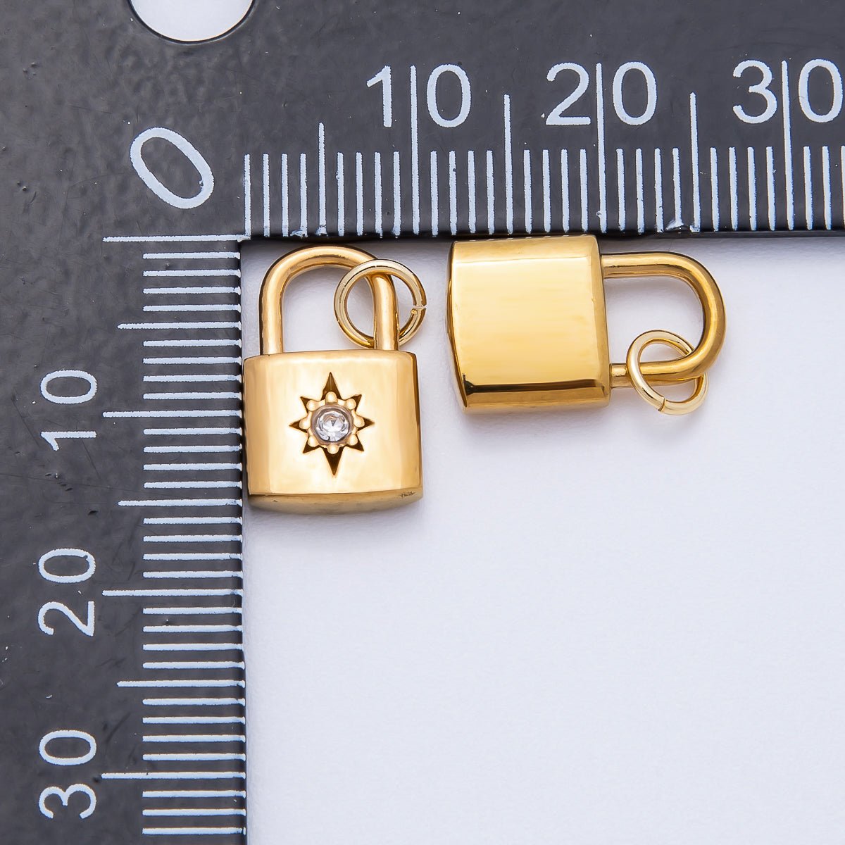PVD Stainless Steel 15mm Celestial Sun Padlock Charm | Charms - 00709 - DLUXCA