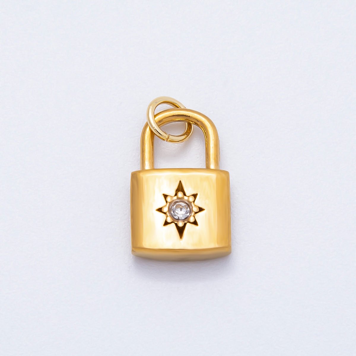 PVD Stainless Steel 15mm Celestial Sun Padlock Charm | Charms - 00709 - DLUXCA