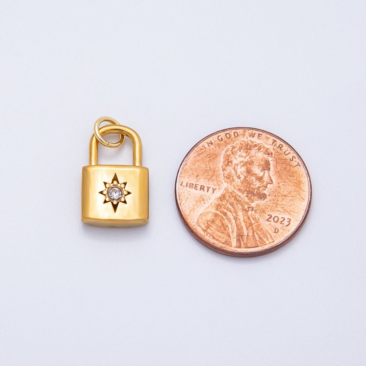 PVD Stainless Steel 15mm Celestial Sun Padlock Charm | Charms - 00709 - DLUXCA