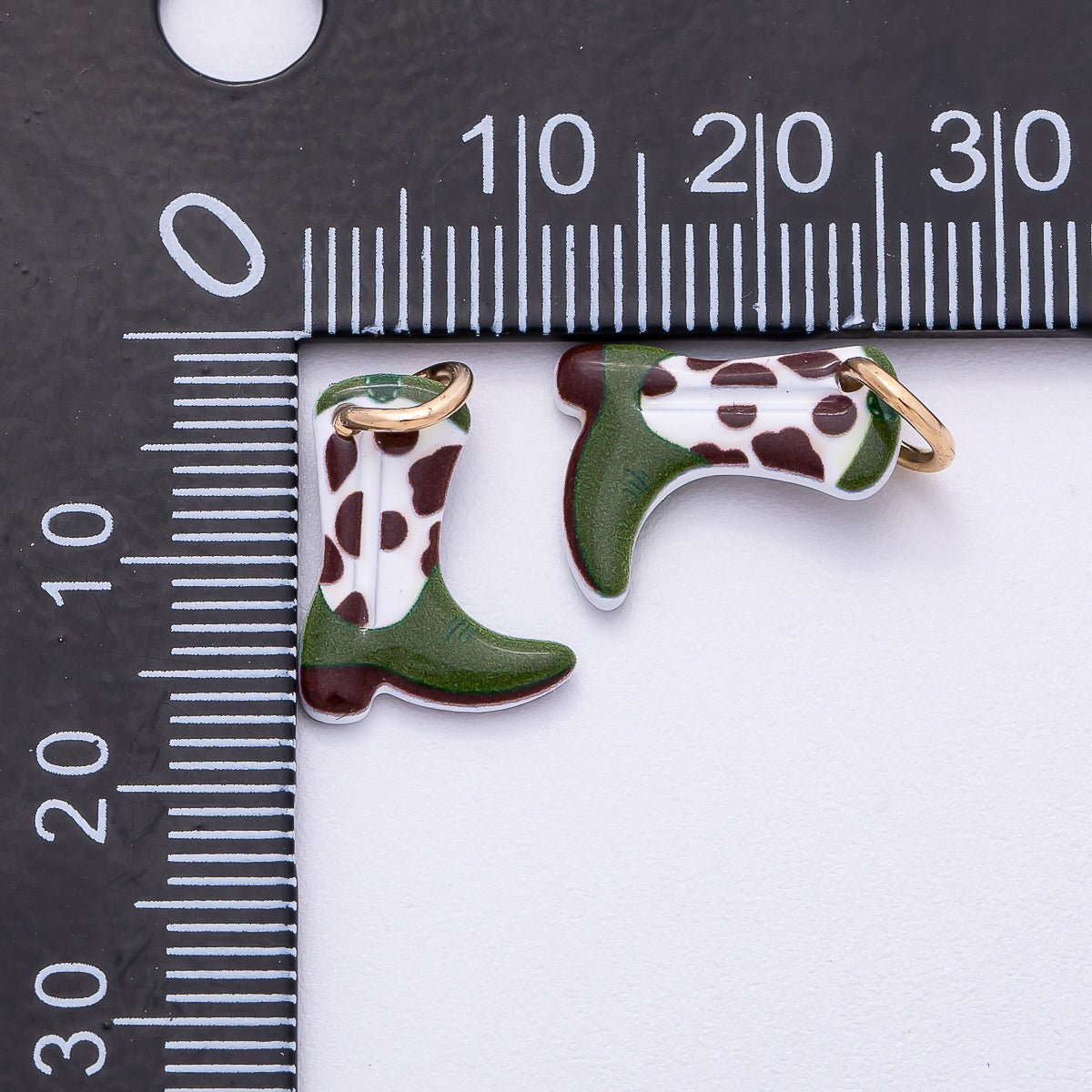 PVD Stainless Steel 15mm Cow - Print Cowboy Boots Enamel Charm | Charms - 00507 - DLUXCA