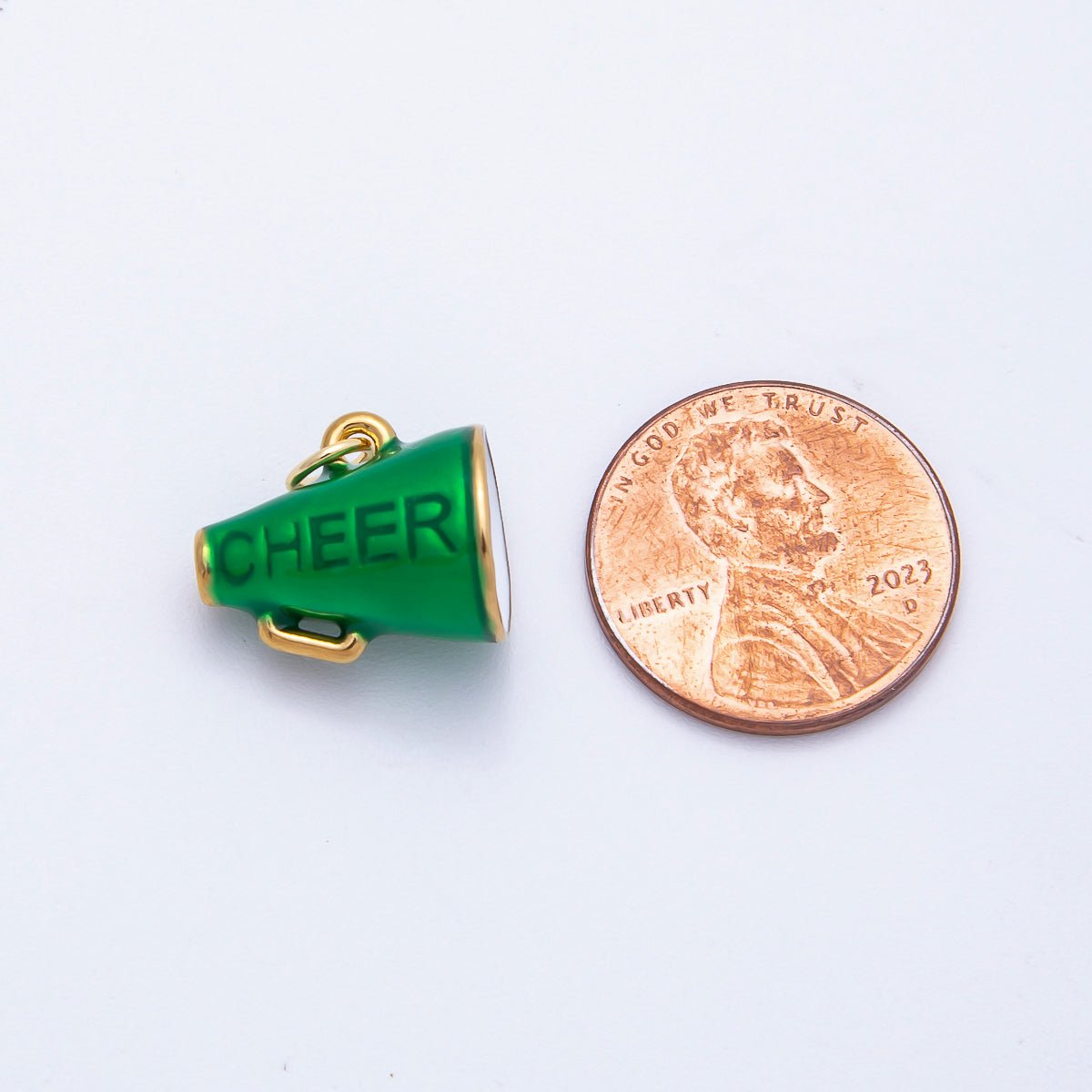 PVD Stainless Steel 15mm Green Megaphone Speaker Cheer Charm | Charms - 00707 - DLUXCA