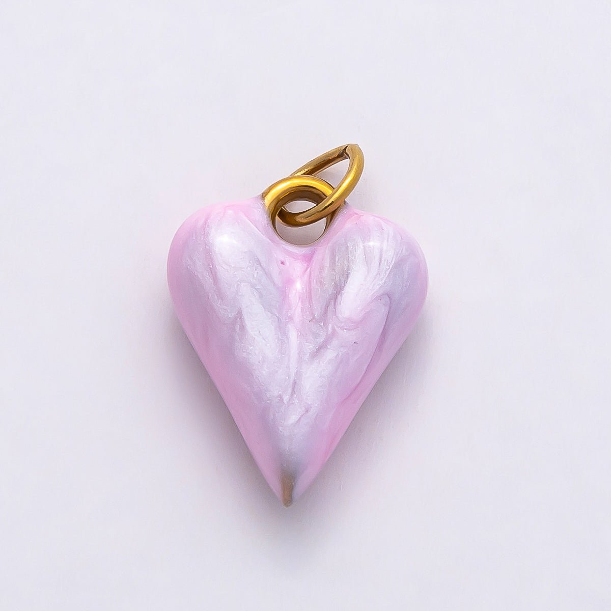 PVD Stainless Steel 16mm Pastel Color Mother of Pearl Chubby Love Heart Charm | Charms - 00777 - Charms - 00780 - DLUXCA