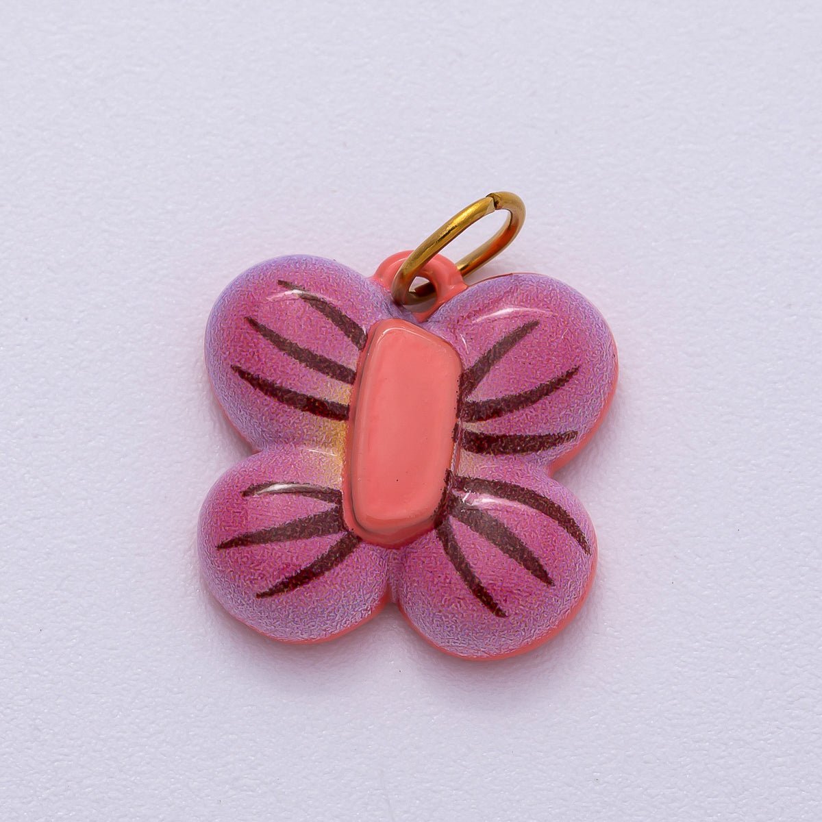 PVD Stainless Steel 16mm Purple Butterfly Mariposa Enamel Charm | Charms - 00510 - DLUXCA