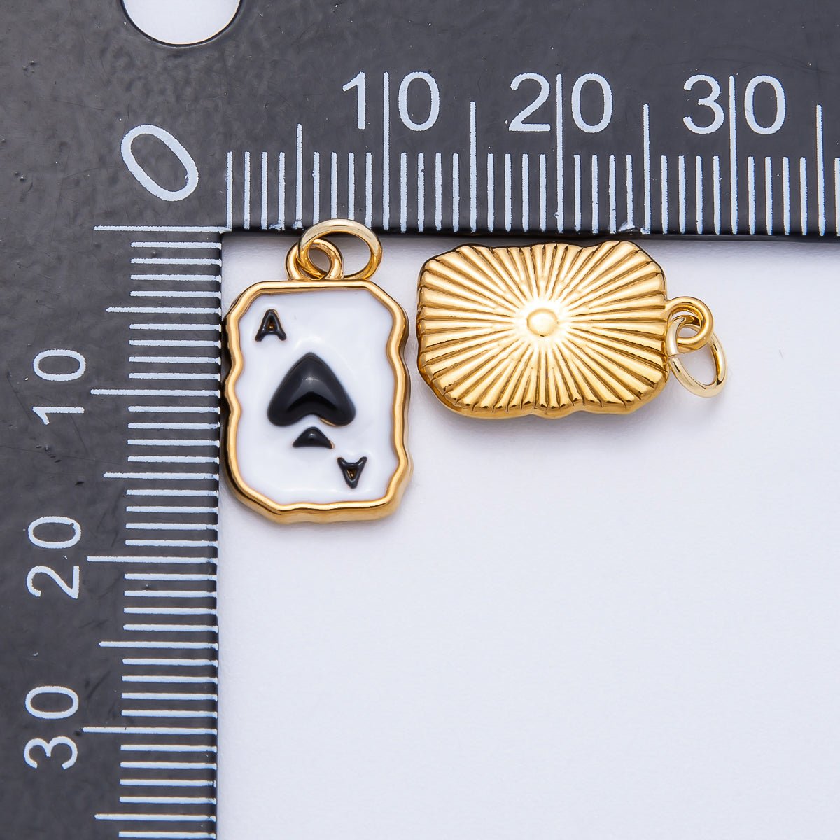PVD Stainless Steel 17mm Black & White Ace of Spades Charm | Charms - 00712 - DLUXCA