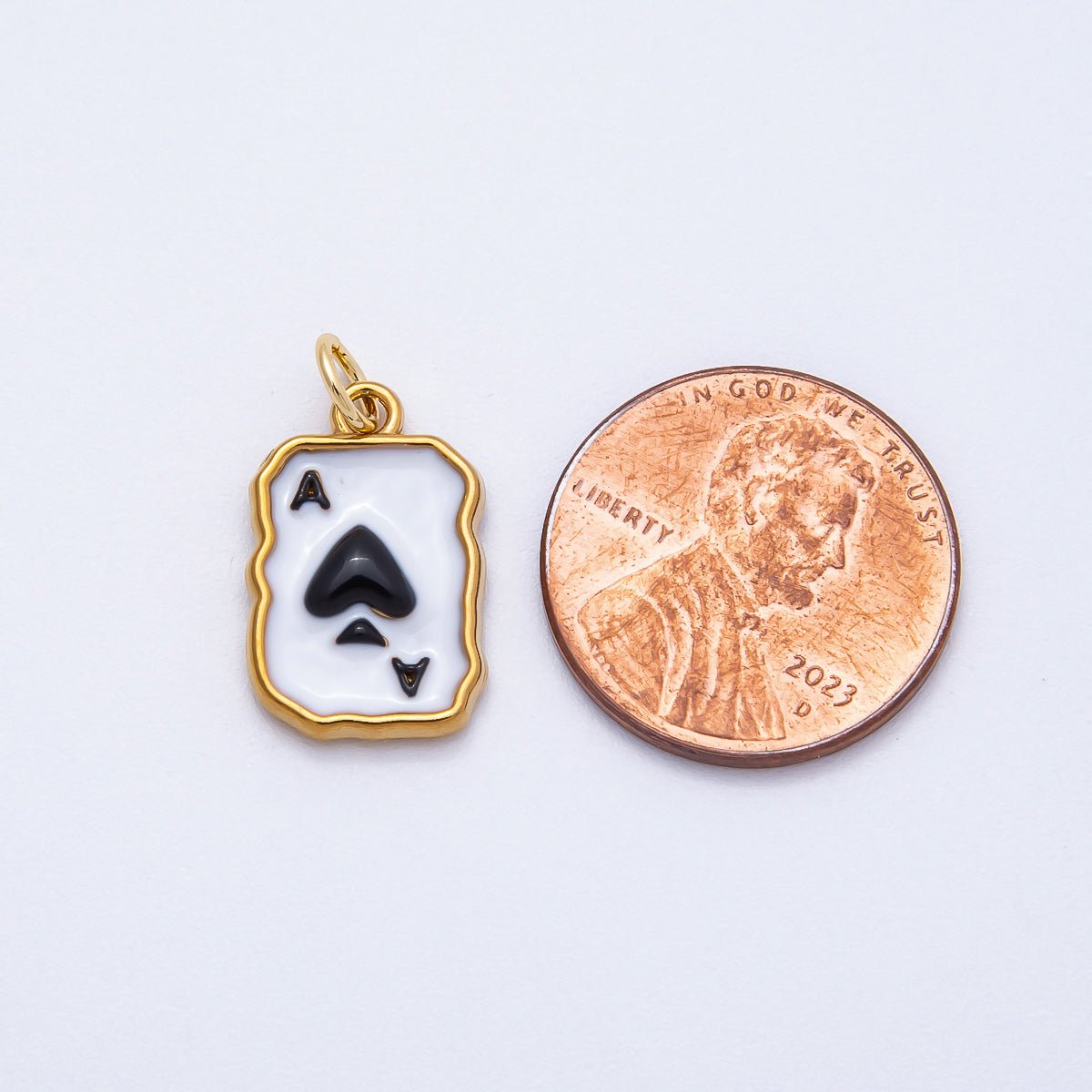 PVD Stainless Steel 17mm Black & White Ace of Spades Charm | Charms - 00712 - DLUXCA