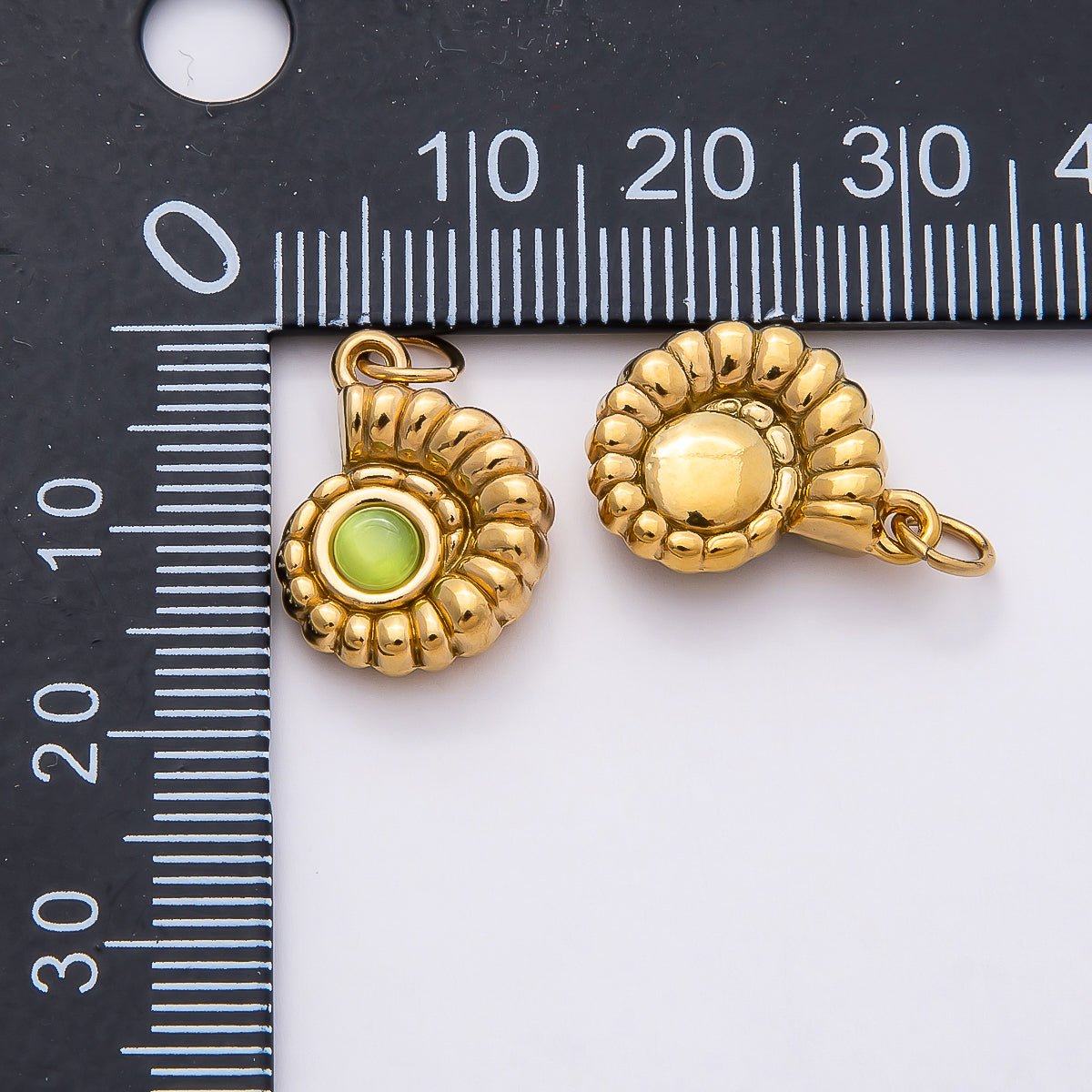 PVD Stainless Steel 17mm Blue Lapis Lazuli, Green Peridot Gemstone Conch Sea Shell Charm | Charms - 00802 Charms - 00803 - DLUXCA