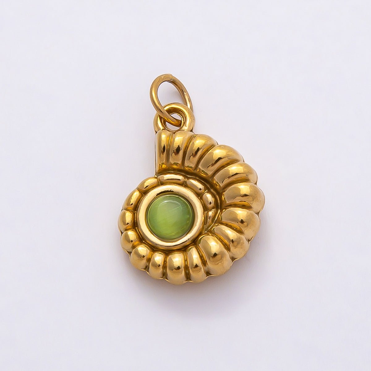 PVD Stainless Steel 17mm Blue Lapis Lazuli, Green Peridot Gemstone Conch Sea Shell Charm | Charms - 00802 Charms - 00803 - DLUXCA