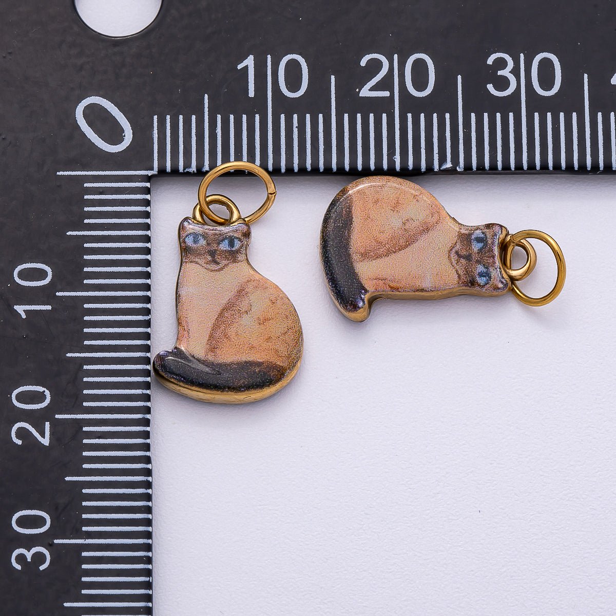 PVD Stainless Steel 17mm Brown Kitty Pet Enamel Charm | Charms - 00506 - DLUXCA