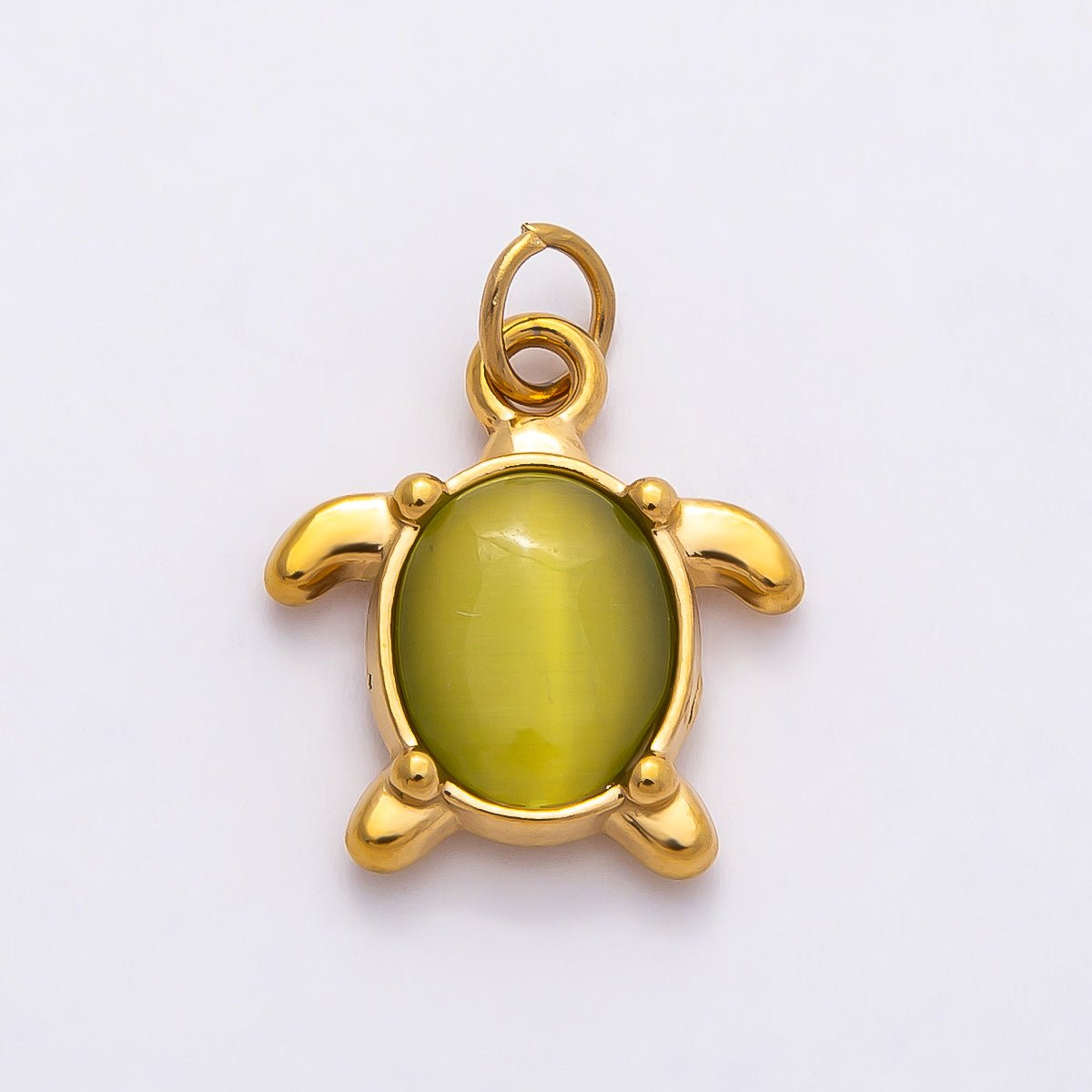 PVD Stainless Steel 17mm Colorful Cat Eye Stone Cabochon Ocean Sea Turtle Charm | Charms - 00772 - Charms - 00774 - DLUXCA