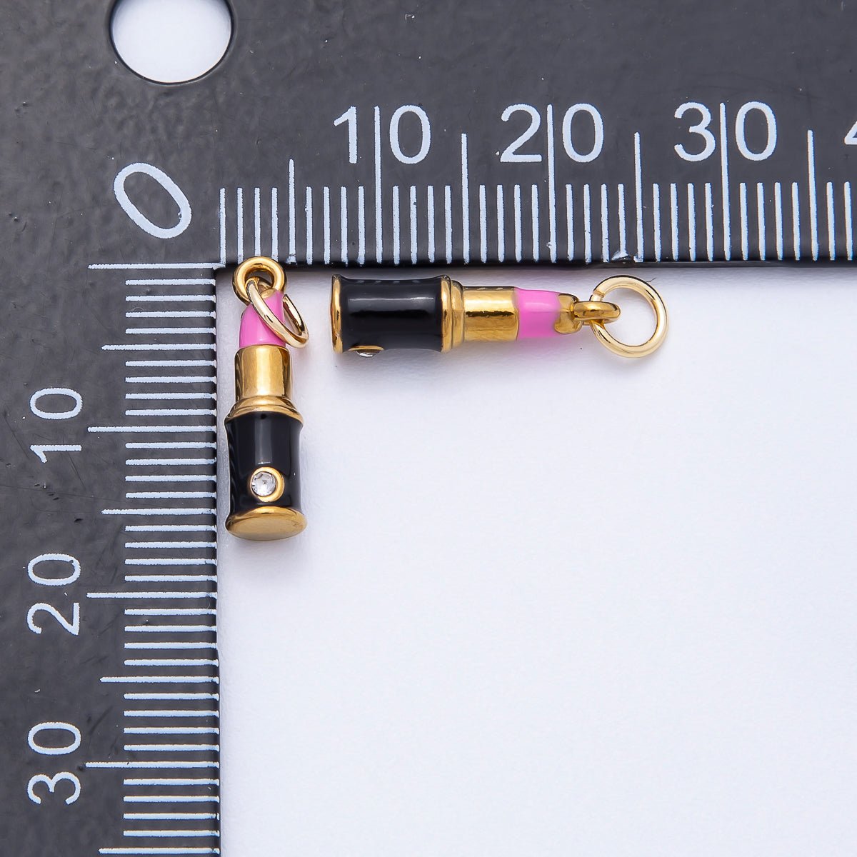 PVD Stainless Steel 17mm Pink Lipstick Enamel Charm | Charms - 00715 - DLUXCA