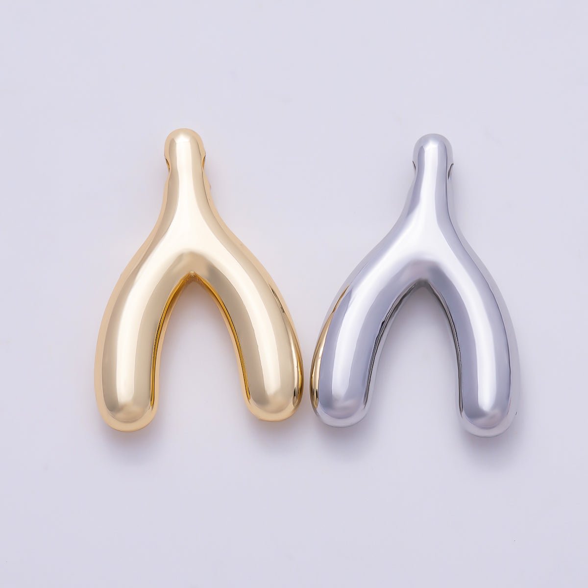 PVD Stainless Steel 18mm Minimalist Lucky Wishbone Pendant in Gold & Silver | Charms-01582 Charms-01583 - DLUXCA