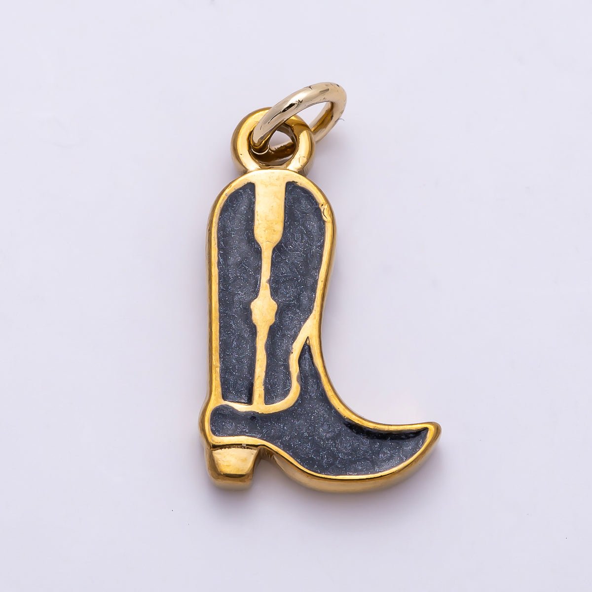 PVD Stainless Steel 18mm Pink, Blue, Black Enamel Cowboy Boots Charm | Charms-01444 ~ Charms-01446 - DLUXCA