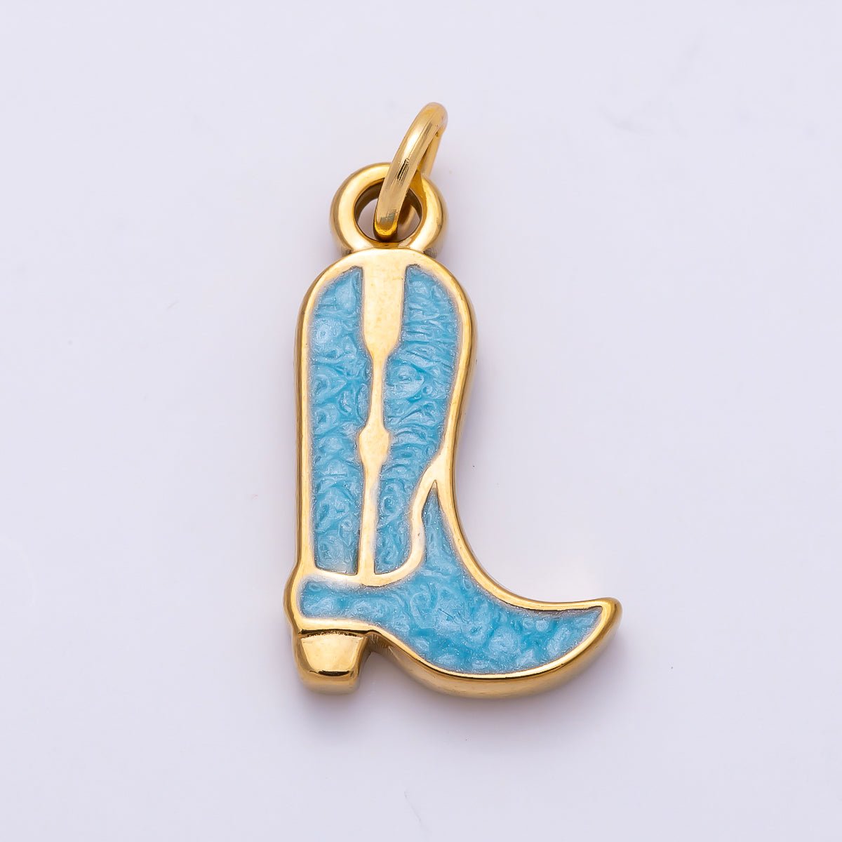 PVD Stainless Steel 18mm Pink, Blue, Black Enamel Cowboy Boots Charm | Charms-01444 ~ Charms-01446 - DLUXCA