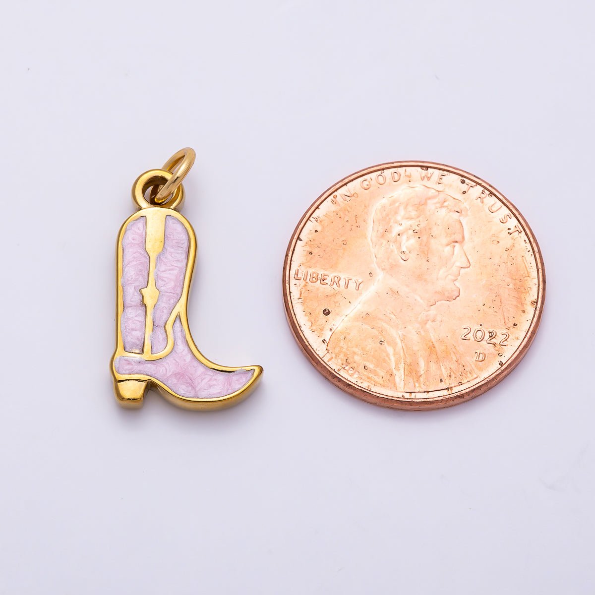 PVD Stainless Steel 18mm Pink, Blue, Black Enamel Cowboy Boots Charm | Charms-01444 ~ Charms-01446 - DLUXCA
