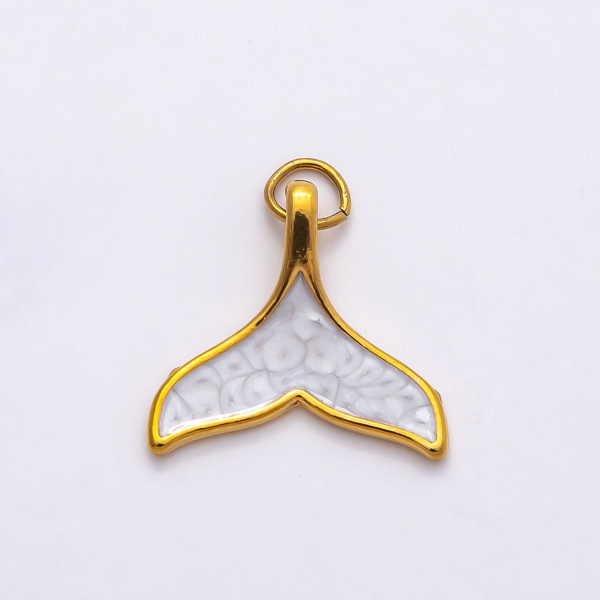 PVD Stainless Steel 18mm Teal and White Mother of Pearl Mermaid Tail Fish Charm | Charms - 00775 - Charms - 00776 - DLUXCA