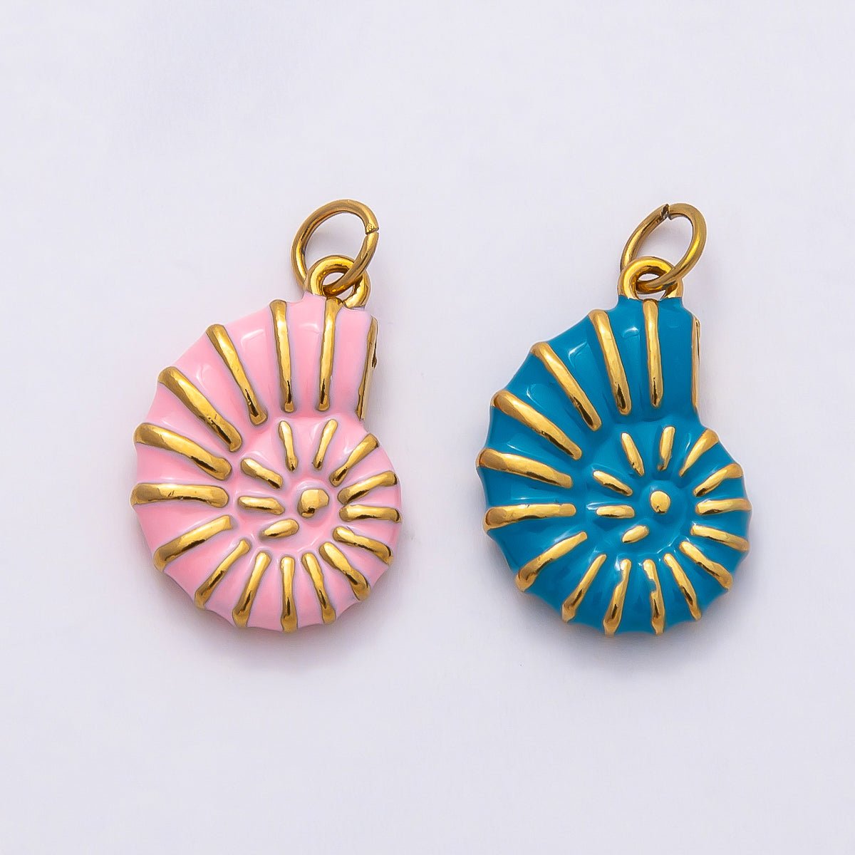 PVD Stainless Steel 19mm Pink Enamel Conch Sea Shell Charm | Charms - 00798 - DLUXCA