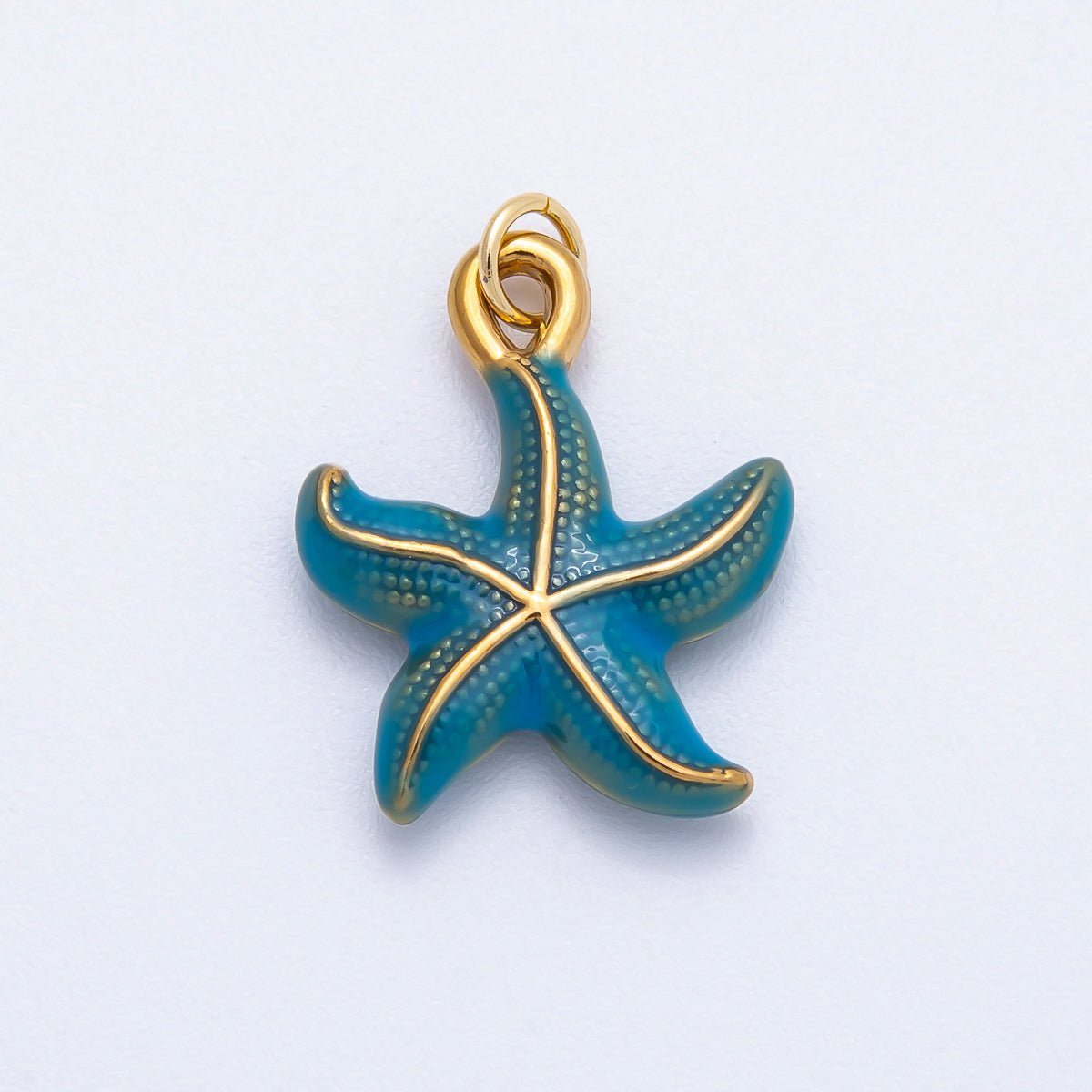 PVD Stainless Steel 22mm Blue Ocean Starfish Enamel Charm | Charms - 00704 - DLUXCA